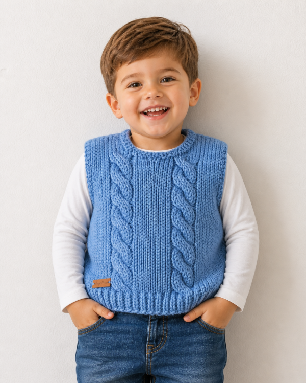 Chaleco diseño doble trenza 3-4 años